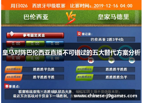 皇马对阵巴伦西亚直播不可错过的五大替代方案分析